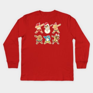 Cute Dabbing Christmas Characters // Dabbing Santa, Snowman, Rudolph, Elf and more Kids Long Sleeve T-Shirt